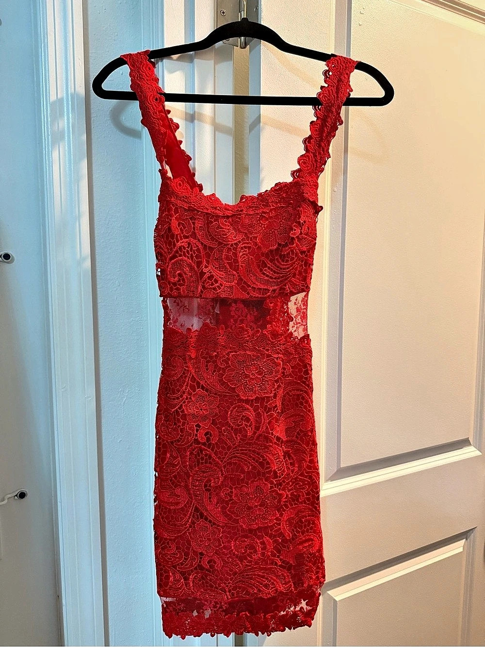 Venus Red Lace Mini Dress Size 8